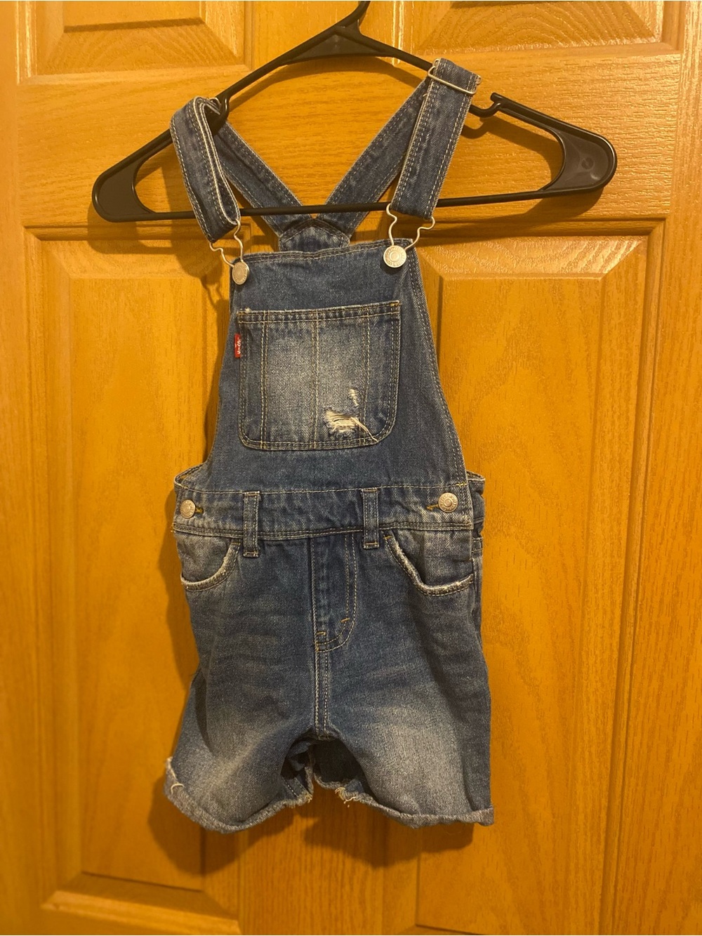 Levi's Kids Dark Blue Denim Short Overalls